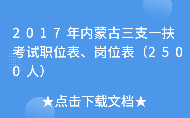 2017年内蒙古三支一扶考试职位表、岗位表（2500人）