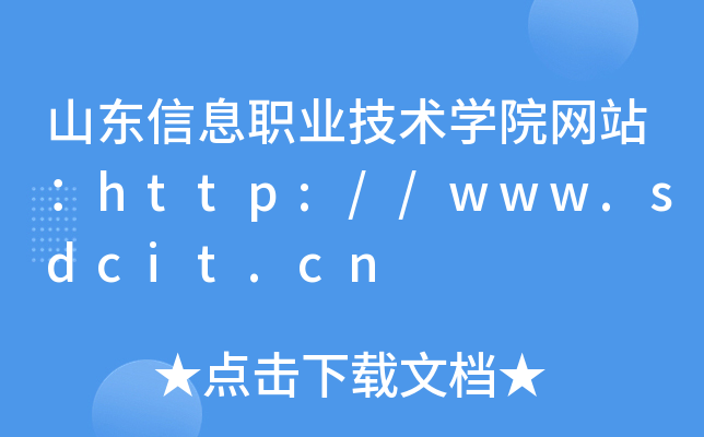 山东信息职业技术学院网站：http://www.sdcit.cn