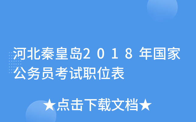 河北秦皇岛2018年国家公务员考试职位表