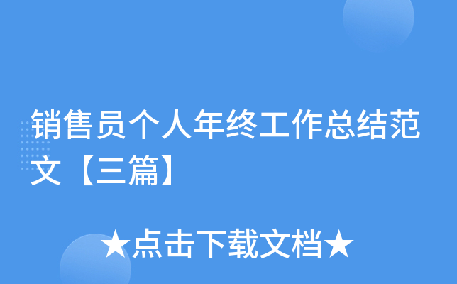 销售员个人年终工作总结范文【三篇】