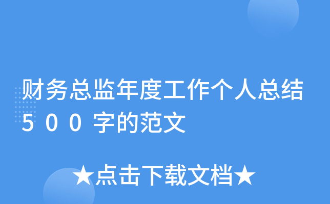 财务总监年度工作个人总结500字的范文