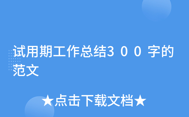 试用期工作总结300字的范文