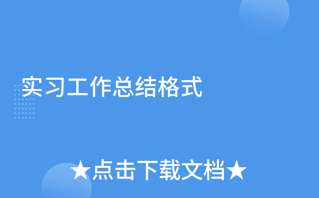 实习工作总结格式