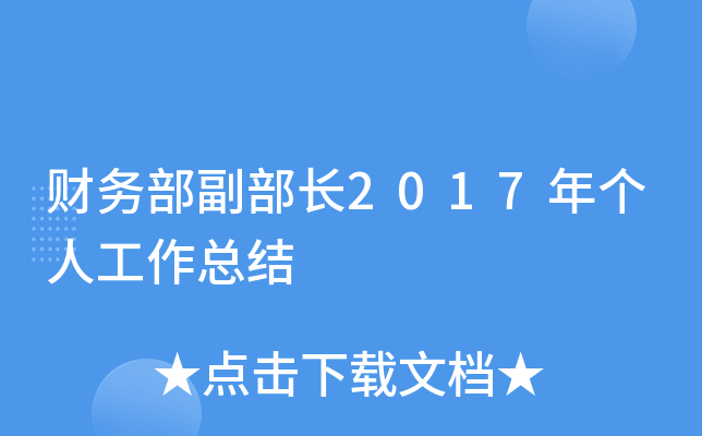财务部副部长2017年个人工作总结