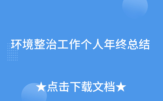 环境整治工作个人年终总结