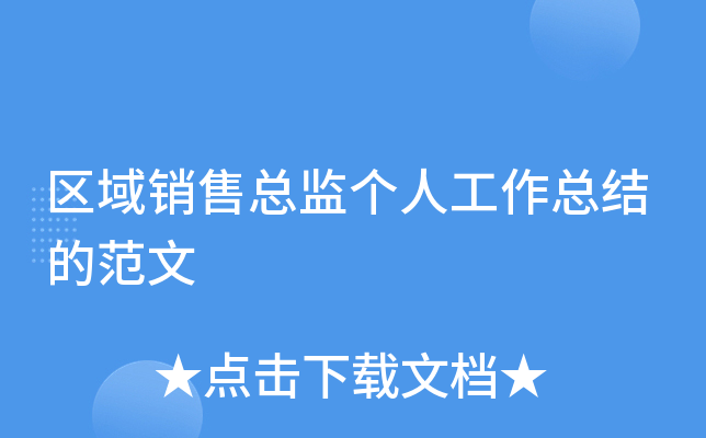 区域销售总监个人工作总结的范文
