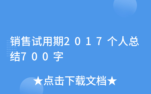 销售试用期2017个人总结700字