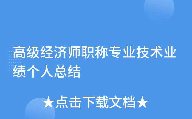 高级经济师职称专业技术业绩个人总结