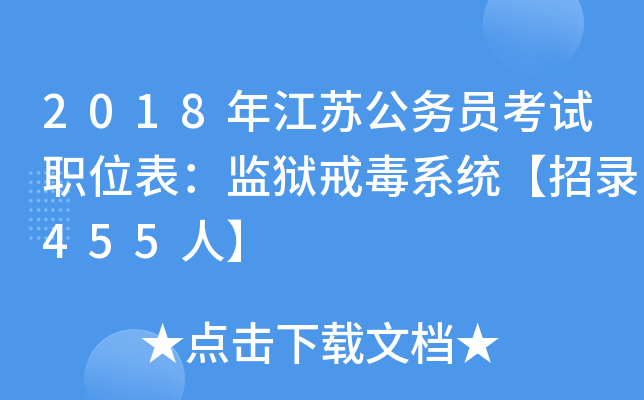 2018年江苏公务员考试职位表：监狱戒毒系统【招录455人】