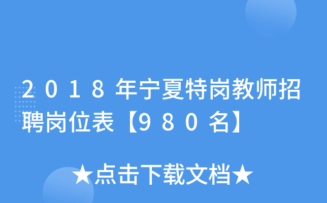 2018年宁夏特岗教师招聘岗位表【980名】