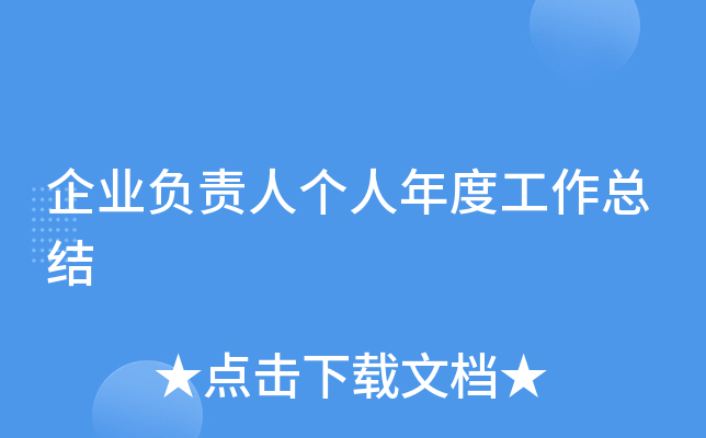 企业负责人个人年度工作总结