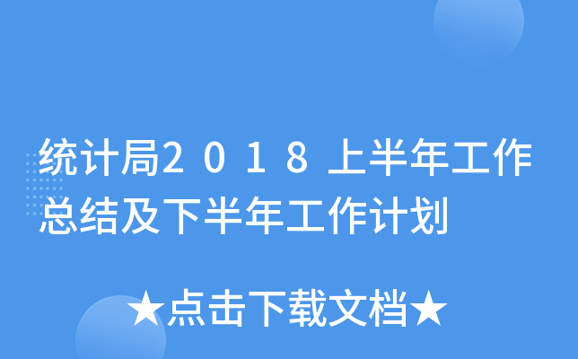 统计局2018上半年工作总结及下半年工作计划