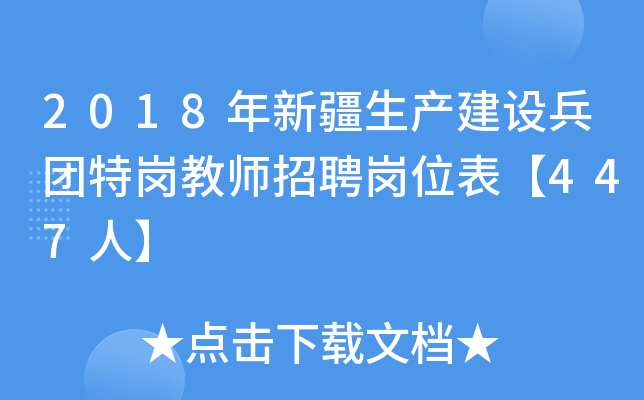 2018年新疆生产建设兵团特岗教师招聘岗位表【447人】