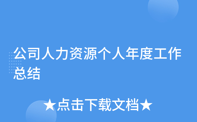 公司人力资源个人年度工作总结