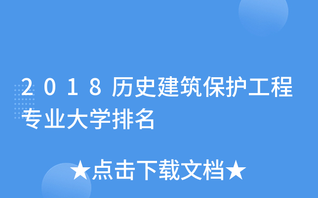 2018历史建筑保护工程专业大开云kaiyun(中国)排名