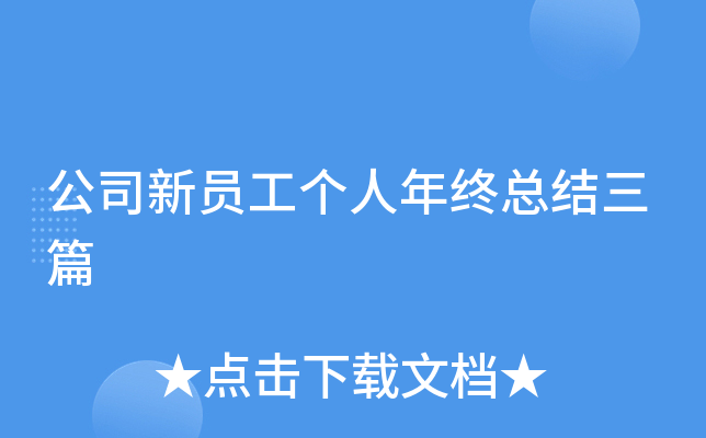 公司新员工个人年终总结三篇