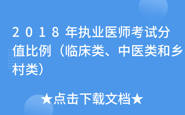 2018年执业医师考试分值比例（临床类、中医类和乡村类）