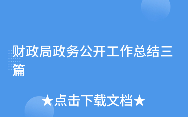 财政局政务公开工作总结三篇