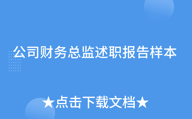公司财务总监述职报告样本