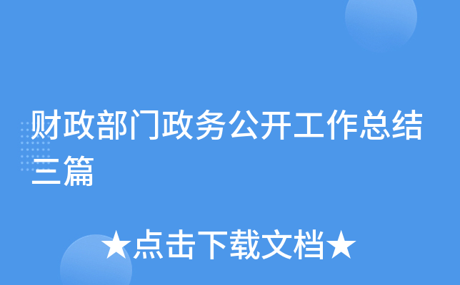 财政部门政务公开工作总结三篇