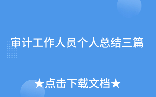 审计工作人员个人总结三篇