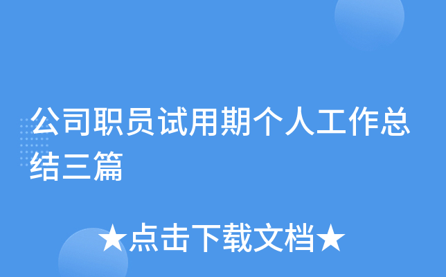 公司职员试用期个人工作总结三篇