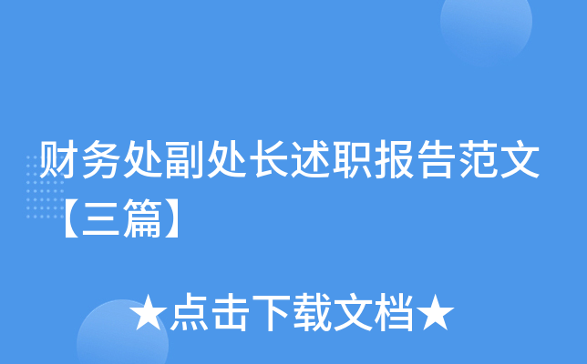 财务处副处长述职报告范文【三篇】