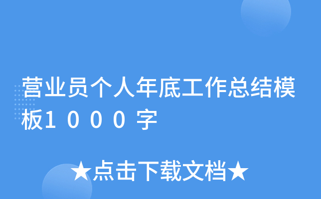 营业员个人年底工作总结模板1000字