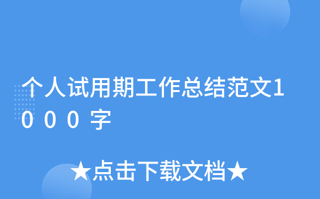 个人试用期工作总结范文1000字