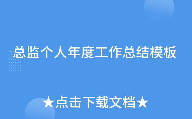 总监个人年度工作总结模板
