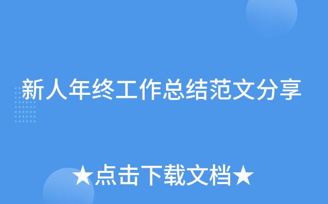 新人年终工作总结范文分享
