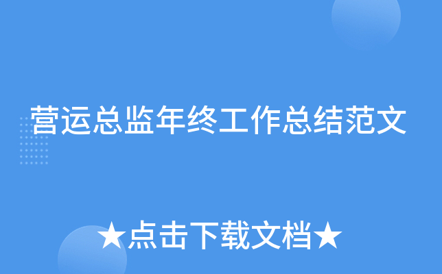 营运总监年终工作总结范文