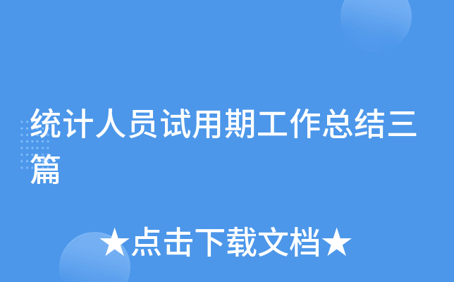 统计人员试用期工作总结三篇