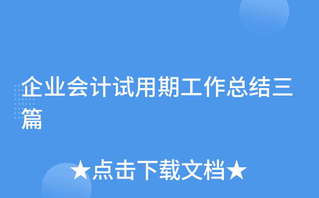 企业会计试用期工作总结三篇