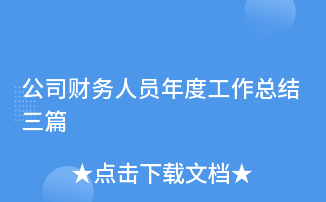 公司财务人员年度工作总结三篇