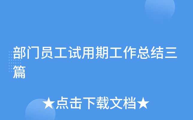 部门员工试用期工作总结三篇