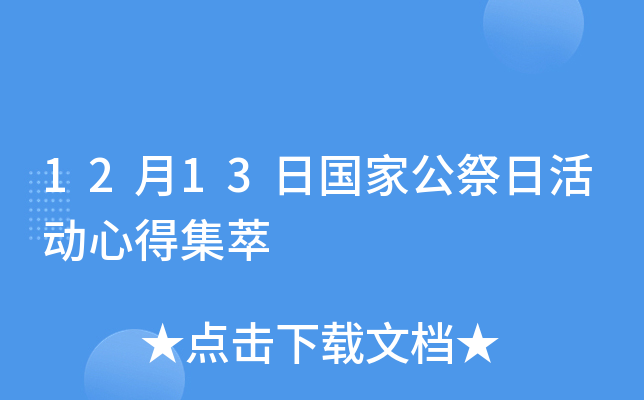12月13日国家公祭日活动心得集萃