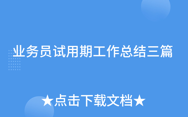 业务员试用期工作总结三篇