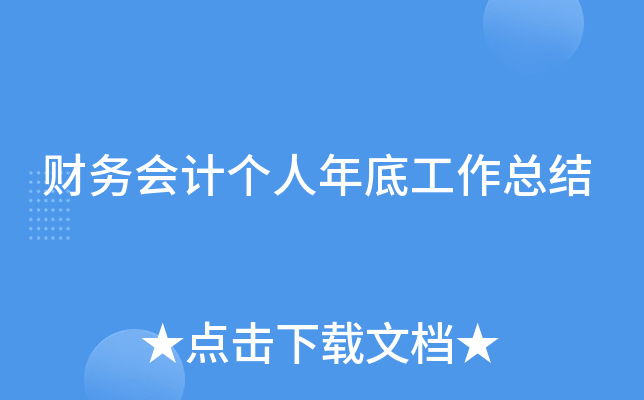 财务会计个人年底工作总结