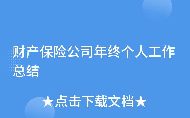 财产保险公司年终个人工作总结