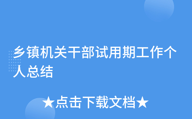 乡镇机关干部试用期工作个人总结