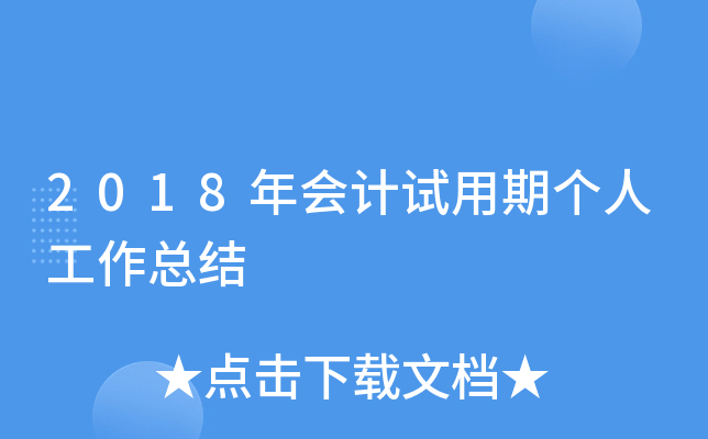 2018年会计试用期个人工作总结