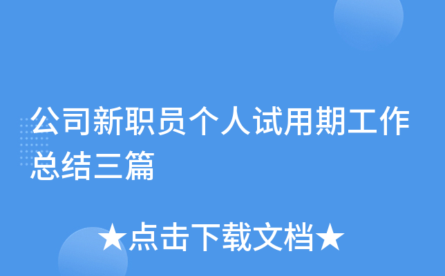 公司新职员个人试用期工作总结三篇
