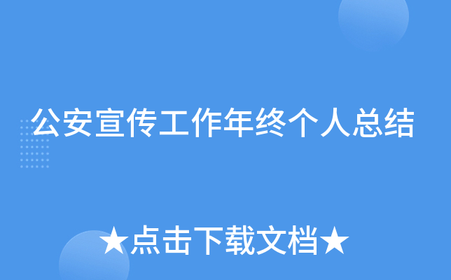 公安宣传工作年终个人总结