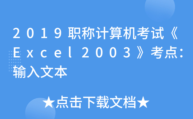 2019职称计算机考试《Excel2003》考点：输入文本