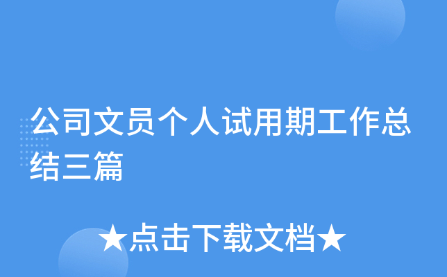 公司文员个人试用期工作总结三篇
