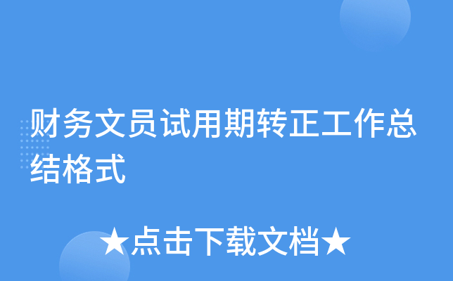 财务文员试用期转正工作总结格式