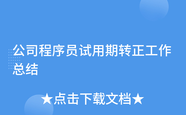 公司程序员试用期转正工作总结