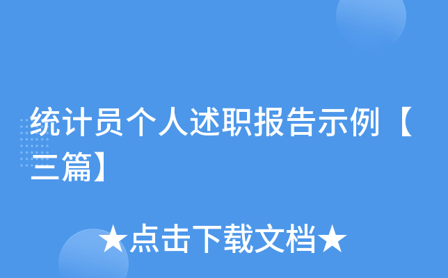 统计员个人述职报告示例【三篇】