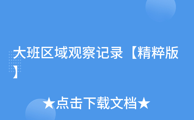 大班区域观察记录【精粹版】